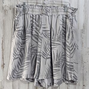 Anthro Jane Delancey Gray Black Palm Leaf Pull On Shorts Pockets Plus Size 1X